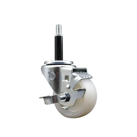 Service Caster 3'' SS Nylon Swivel 3/4'' Expanding Stem Caster with Brake SCC-SSEX20S314-NYS-TLB-34